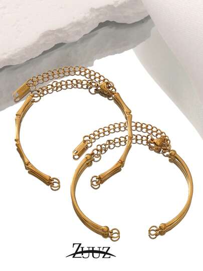 1pc Stainless Steel Bamboo Joint Half Bracelet Bangle DIY Bracelet Jewelry Making Supplies Bangle Bracelets Base Bracelet Handmade Supplies Accessories Findings