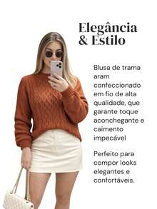 Elegant Women's Winter Blouse - New Release - Premium Knit - Copper - View 3