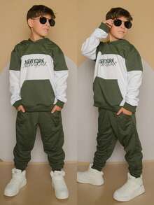 Boys' Winter Set, New Release, Fleece Mid-Season Tracksuit And Pants, Fits Ages 2 To 12 - Xanh Trắng - Xem 1