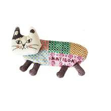 1个猫咪造型绗缝创意铅笔盒，金属拉链封口 - 可爱的猫脸布袋/钱包，适合收纳化妆刷和桌面物品，可机洗绗缝小袋 - 彩色 - 查看 10
