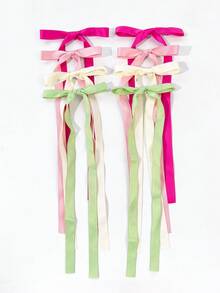 8件套女士甜美纯色简约百搭蝴蝶结发夹和鸭嘴夹，适合日常穿搭、旅行拍照、夏季、发饰、假日 - 多色八件套裝 - 查看 6