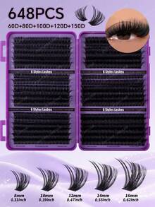 CMAYOME Bộ 800/684/640/621 sợi mi giả. Độ cong D: 10D + 20D + 30D + 40D/50D + 60D + 80D + 100D/80D + 100D + 120D + 150D - Mi giả thủ công, chất lượng cao, độ cong D, tự nhiên, bộ mi cá nhân hóa - Có thể tái sử dụng, nhẹ và dễ sử dụng, nối mi, mi tự nhiên, nối mi dày, bộ dụng cụ nối mi. - DD - Xem 5