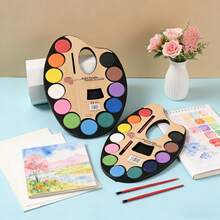 (Paint + Brush) Beginner Solid Watercolor Paint Set, Watercolor DIY Painting & Graffiti, Suitable For Children And Beginners, 12 Colors Watercolor Blocks - Multicolor - View 4