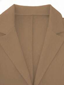 Conjunto de 2 piezas elegante para mujer de talla grande, chaqueta tipo cárdigan minimalista de unicolor y versátil + vestido ajustado de longitud media, adecuado para el uso diario, primavera/otoño/invierno - Albaricoque 34 - Ver 5