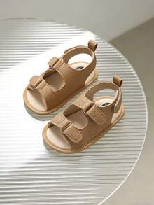Sandal Bayi Laki-laki dan Perempuan Usia 0-18 Bulan dengan Sol Lembut dan Anti Selip, Sepatu Prewalker Ringan dengan Ujung Terbuka - Aprikot - View 3