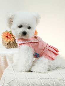 PETCIRCLE 宠物连衣裙一件装，轻盈透气，爱心图案，春夏款 - 粉色 - 粉色 - 查看 5