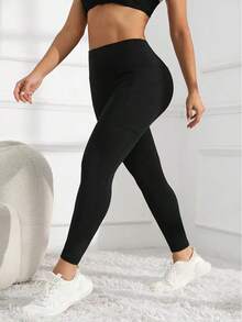 3Pcs Women High Waist Yoga Leggings With Pockets, Hip Lifting Quick-Drying Sports Pants For Running (Black/Navy/Linen Gray) - 海軍藍 + 亞麻灰 + 黑色 - 查看 6