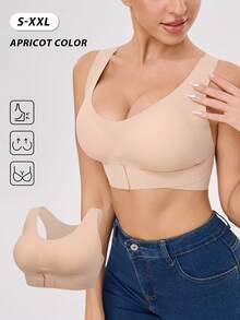 2 Pieces Of Push-Up And Lift-Up Women's Bras, Front Clasp Seamless Bras, Back Shaping Women's Underwear, Side-Pushing Underwire Bras For Side Chest Support, Sports Support Bras, Back Lifting And Anti-Sagging Design, Detachable Breast Pads, Suitable For Daily Correction. - Đen + Mơ - Xem 4