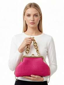 Minimalist Suede Crossbody Bag, Zipper Closure Shoulder Handbag For Women - Hot Pink - View 6