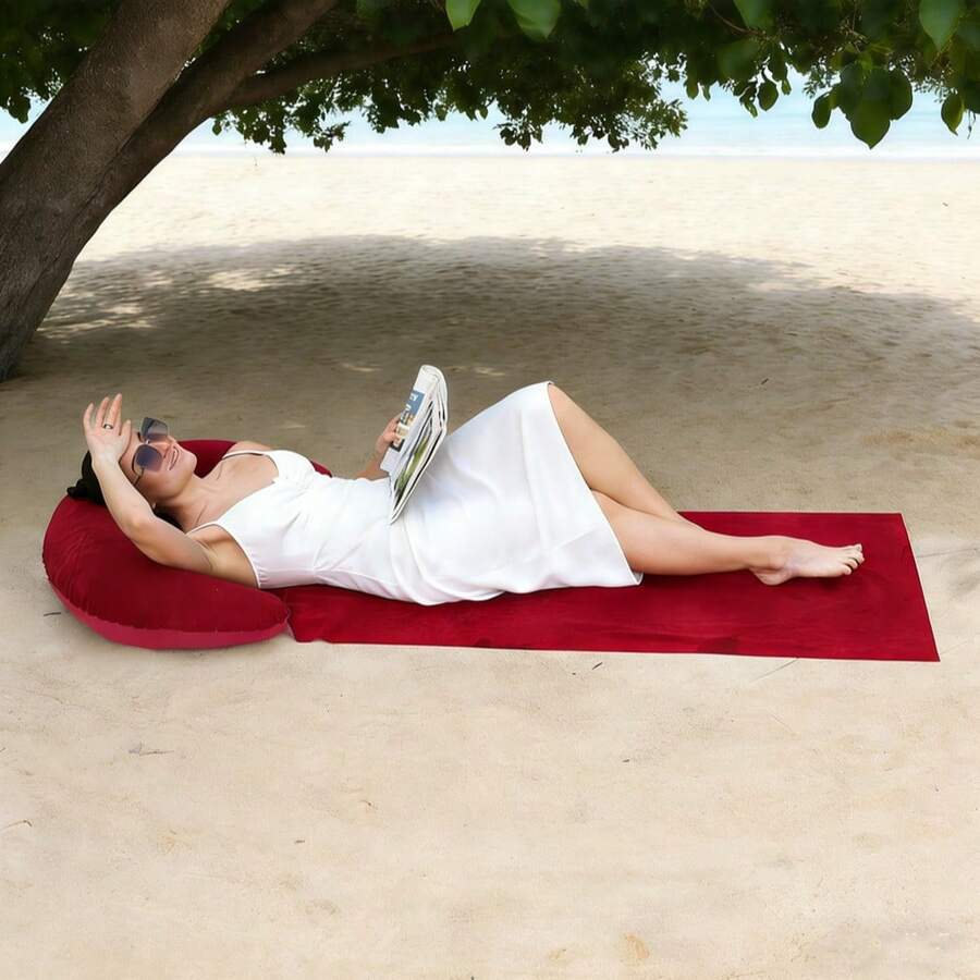 1 pieza Esterilla inflable plegable para camping al aire libre, compacta, conveniente y sencilla, adecuada para fiestas en la playa - Multicolor - Ver 1