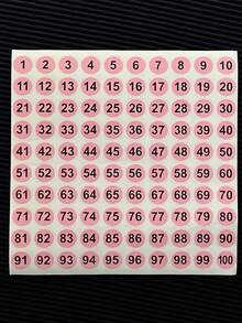300张（3张）/套 粉色数字贴纸 1-100 阿拉伯数字圆形标签，多用途自粘贴纸，教师及学校用品，返校季 - Pink - 查看 4