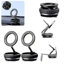 强磁车载手机支架，可折叠设计，360°可调节真空吸盘，适用于汽车/桌面/浴室/通用场所 - 黑色 - 查看 2