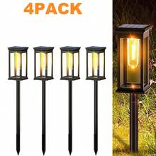 Warm-Colored Solar Lights,Used For Decorating Yards, Gardens, Landscapes, Terraces, Lawns, Paths And Driveways,12-Hour Long-Lasting Lights,Outdoor Solar Path Lights Are Waterproof. - 4件 - 查看 7