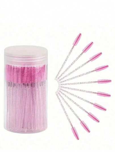 200/1 pieza Varitas desechables para máscaras, cepillos de espiguilla de cristal para extensiones de pestañas, cepillos de pestañas negros con contenedor, cepillo de cejas, cepillo de sombra de ojos, espiguilla, cepillo de espiguilla