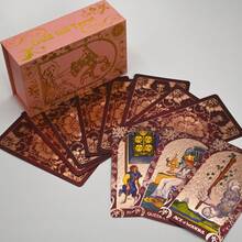 Classic Crimson Flower Chapter PET Tarot Card Gift Box Set - Complete 78 Black Gold Tarot Cards For Beginners, Tarot Card Deck With Meanings - Expert Tarot Cards, 4.7in*2.8in(12cm*7cm), Fate, Divination, Oracle Cards, Christmas, Halloween, Thanksgiving, Gift, Fortune Telling, Future, Prophecy Tarot Cards (Includes English Tarot Card Instruction Guide) - 彩色 - 查看 5
