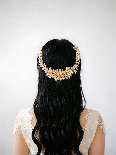 Diadema nupcial con hojas de cristal de champán brillante - Accesorio de cabello impresionante para bodas, fiestas y concursos