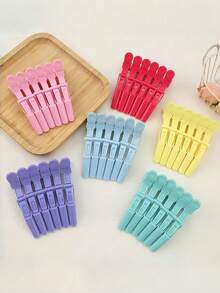 36/24/12/10/7/6/1pc Set Salon Crocodile Clips, Plastic Crocodile Clips, Seamless Bangs Clips, Duck Bill Crocodile Clips, Makeup Artist Side Positioning Clips, Hairstylist Sectioning Clips, Suitable For Salon, Home Or Hotel Travel, Non-Slip Crocodile Clips, Multi-Functional Hair Clips, Hairstyling Tools, Head Accessories, Hair Accessories For Women, Hairpin - Multicolor - View 6