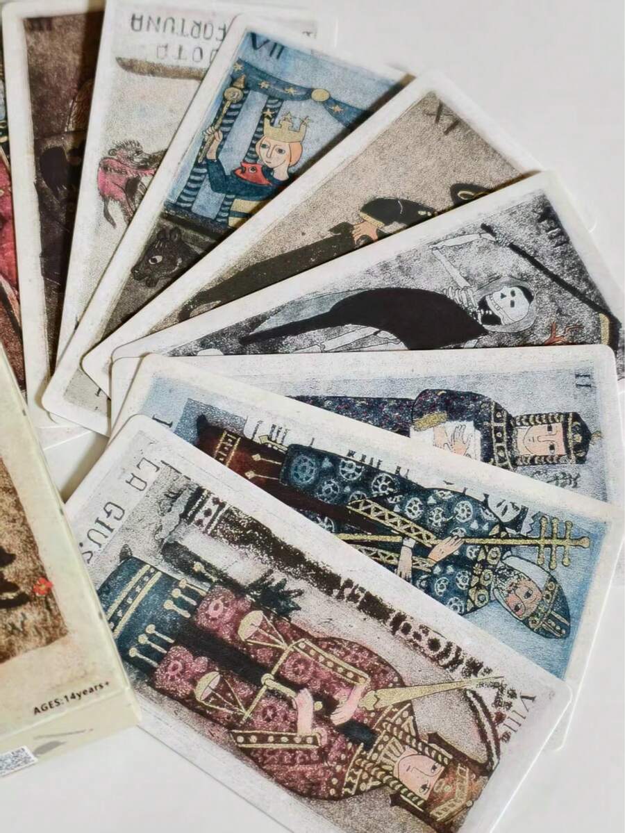 Bộ bài Tarot Meneghello Ý dành cho người mới bắt đầu, 78 lá bài chất lượng cao mới, dùng để bói toán, xem vận mệnh, học tập cơ bản, giải trí, tụ họp bạn bè, làm quà tặng, mùa cưới, lễ hội âm nhạc. - Màu be - Xem 1