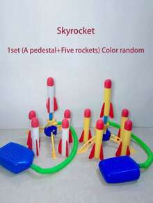 1 Set (1 Launcher Base + 3 Foam Rockets) Foot-Operated Rocket Launcher, Pressing Launches Rockets (Random Color & Packaging), Rockets, Rocket Launcher, Camping, Rocket Power, Hammer Game, Spray Target, Helicopter Control, Balance, Outdoor Game, Christmas Gift - Multicolor - View 5
