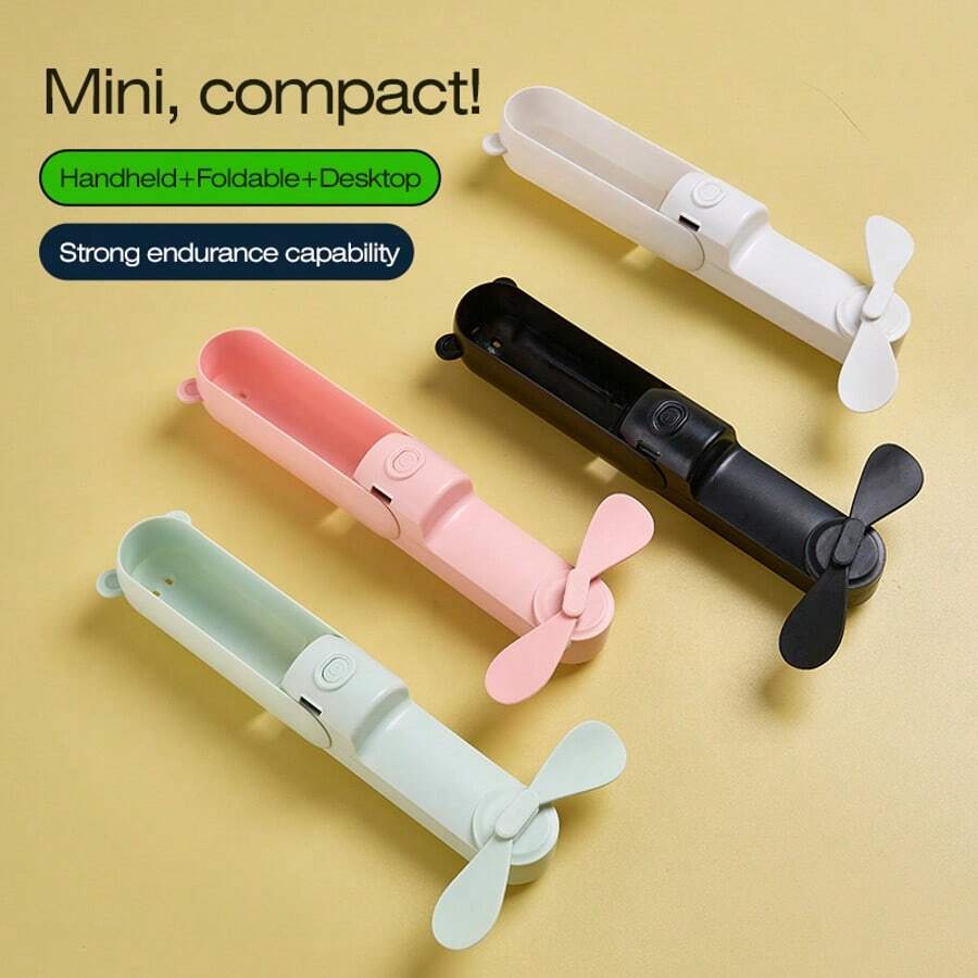CHIGO 1pc Handheld Portable USB Rechargeable Quiet Mini Electric Fan, Can Stand, 500mAh - Handheld - View 1