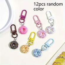 Cute Donut Keychains Set - 12pcs ABS Resin & Alloy Charms With Lobster Clasps - Key Rings For Purses Cars Backpacks | Birthday Gifts For Women Men - Couples Friends - Multicolor - View 9