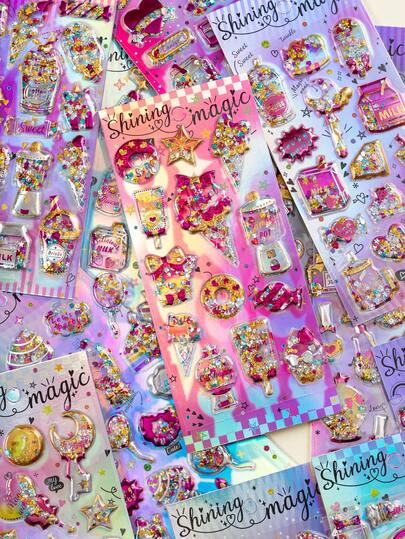 Bộ sticker 3D hình động vật dễ thương, lấp lánh ánh laser, nhiều màu sắc mới năm 2026 | Dành cho ốp điện thoại, sticker chống nước có thể tái sử dụng, thích hợp trang trí sổ lưu niệm và văn phòng phẩm, phụ kiện ốp điện thoại, sticker điện thoại, phụ kiện điện thoại, quà tặng ngày lễ, trang trí điện thoại, chủ đề động vật, tự dính, bề mặt nhẵn, quà tặng cho người mua sắm.