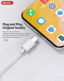 Tai nghe nhét tai có dây với điều khiển tích hợp Type-C/3.5mm, thiết kế bán nhét tai tiện dụng, vừa vặn thoải mái, âm thanh stereo nguyên bản, tương thích với các thiết bị VIVO và PC. - Xem 10