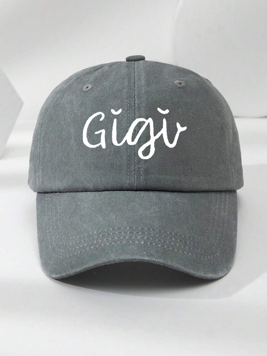 1 chiếc mũ lưỡi trai unisex in chữ, kiểu dáng thường ngày, có thể điều chỉnh kích cỡ, phù hợp để đội hàng ngày. - Gigi Grey - Xem 1