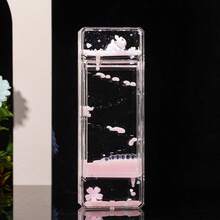 1pc Creative Sakura Rabbit Transparent Liquid Filled Desk Decor, Made Of High Transparency Acrylic, 3-Layer Cube Design With Cute Elements Like Sakura, Rabbit, Ice Cream, Gradient Color Liquid Slowly Flowing, Noiseless Multi-Color Options, Serves As Both Timer And Desktop Ornament, Ideal For Teenagers, Students, Office Workers, Decor Enthusiasts, Stress Relief Toy Collectors - Multicolor - View 8