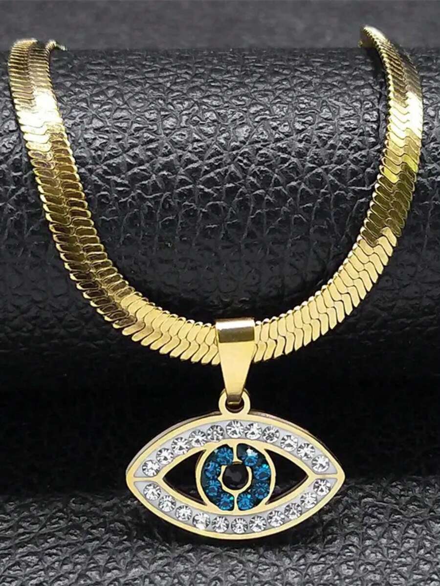 1件新款时尚男女同款恶魔之眼全立方氧化锆吊坠轻奢高端锁骨链项链 - 時尚 - 查看 1