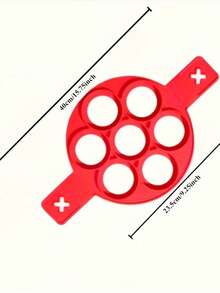 1个硅胶不粘煎饼和鸡蛋制作器 - 7杯圆形烹饪工具，轻松烘焙和煎炸，红色，厨房必备，迷你煎饼器 - 查看 6