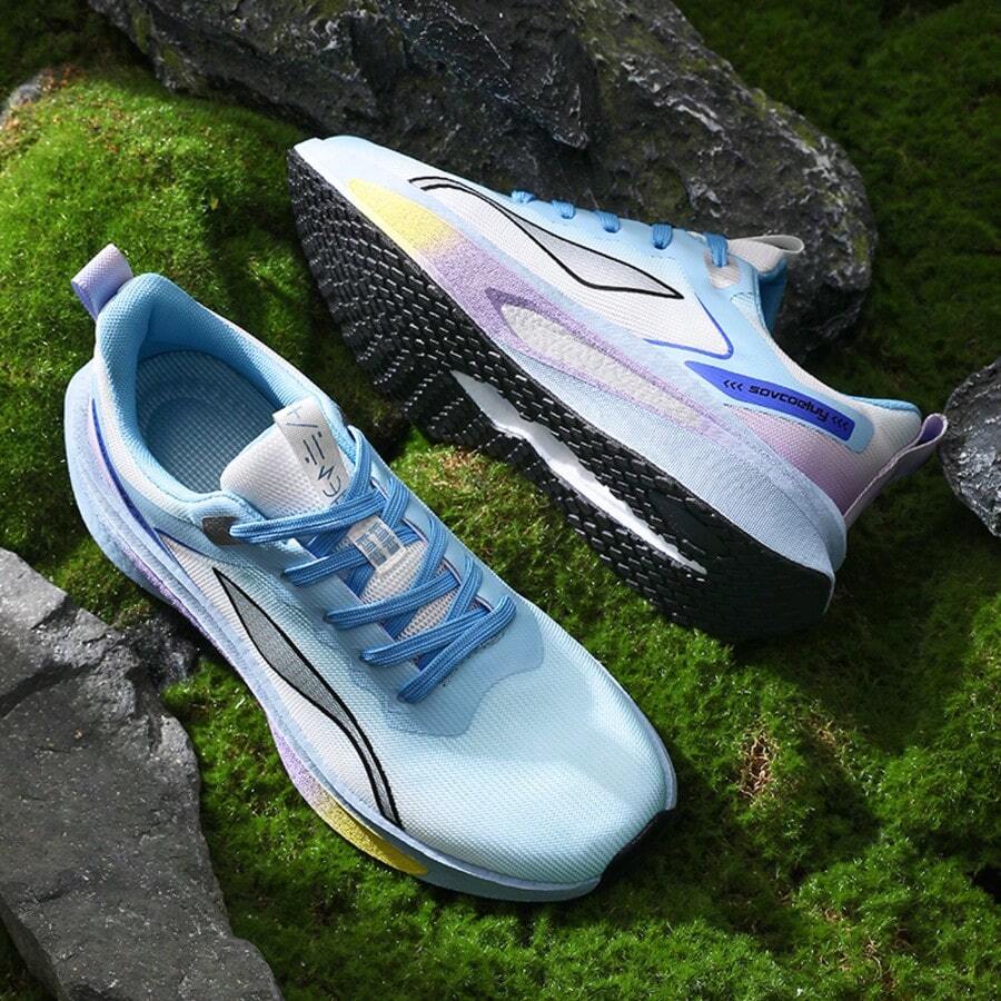 男女通用时尚舒适碳板减震跑鞋，休闲运动鞋，适合各种运动场合 - 藍色 - 查看 1