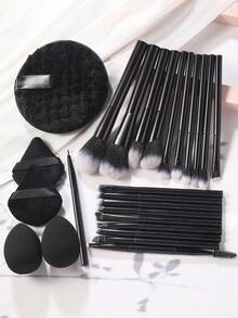 25PCS Makeup Tools Set Including:20PCS Makeup Brush Set+2PCS Makeup Sponges+2PCS Triangle Powder Puffs+1pc Facial Cleansing Sponges,All-In-One & Beginner-Friendly | Travel-Ready & Gift-Ready | Perfect For Newbies/Her - Multicolor - View 13
