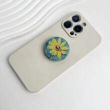 1 Piece - Creative Oil Painting Flower Phone Holder - Adhesive Round Holder - Foldable Non-Slip Phone Ring Holder - Multicolor - View 5