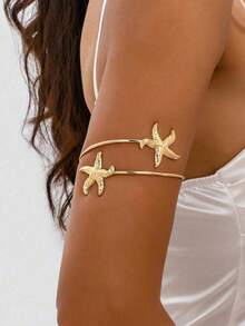 1pc Fashionable Gold Starfish Bracelet: Stackable Design, Tarnish-Resistant, Waterproof, Hypoallergenic Jewelry Masterpiece. Simple And Elegant Design, Bracelet - Multicolor - View 8