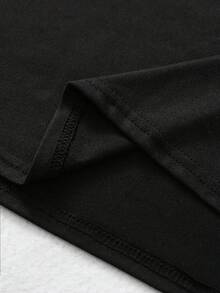 European And American Spring/Summer Round-Neck Loose-Fitting Casual Short-Sleeve Pocket T-Shirt Dress With Fashionable Heart-Shaped English Letter Print - 黑色 - 查看 5