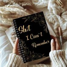 1pc A5 Spiral Password Notebook - "Things I Can't Remember" Online Password Record Book, Black With Golden Floral Design, Website Login Address Organizer, Scrapbook Tool, Beautiful Notebook - A5 - View 5