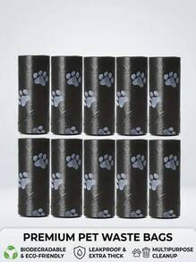 PETSIN 300 Pieces/20 Rolls Thick Dog Poop Bags, Pet Waste Bags Leak-Proof For Outdoor Walks With Dogs (Includes All Specifications Of 20/10/1 Capacity) - Black - View 4