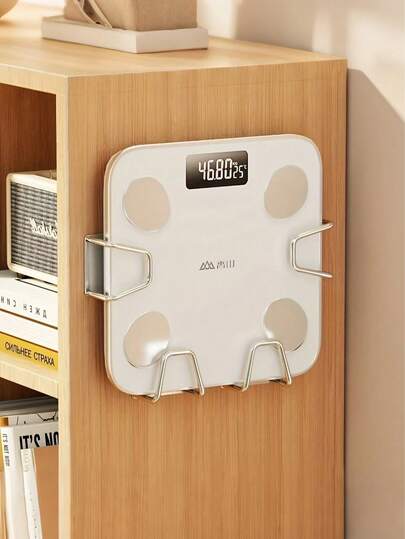 رف تخزين مثبت على الحائط | رف منظم متعدد الوظائف قابل للتعليق مناسب للمطبخ والحمام، بدون تركيب ثقوب، مناسب لألواح التقطيع وأغطية الأواني، حامل ميزان ذكي، رف تخزين عملي