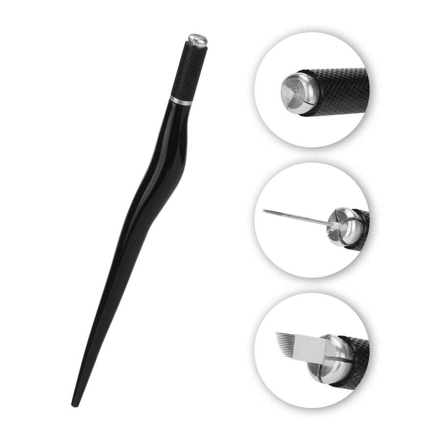 1pc Manual Microblading Pen Handle, Eyebrow Lip Tattoo Needle Blade For Permanent Makeup - Black - View 1