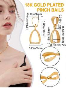 18K金10件套吊坠/5件套吊坠夹扣、搭扣和挂钩，用于制作您自己的项链首饰 - 彩色 - 查看 2