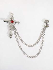 1件男士时尚仿宝石十字架链胸针，适合休闲、商务、派对等各种场合 - 彩色 - 查看 12