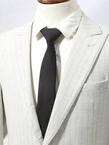 1pc Men's Fashionable Smooth Suit Fabric Solid Black Necktie, Suitable For Suits, Business, School, Commuting And Outings - Black - View 1