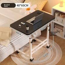 Adjustable Height Standing Desk With Wheels, Mobile Laptop Table, Sturdy Metal Frame, Spacious Home Office Desk, Suitable For Use With Sofa - White Wood Top, Painted Surface - Multicolor - View 12