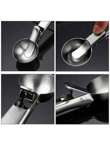 1个不锈钢冰淇淋勺，瓜球勺，水果球勺，家用冰淇淋勺 - 銀色 - 查看 8