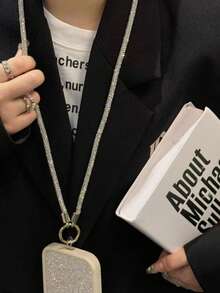 1 pieza Cordón de cuello con cristales de lujo, accesorio universal anti-pérdida compatible con Android y la mayoría de teléfonos inteligentes, regalo para madre, familia, amigos, niños, cumpleaños, vacaciones - Multicolor - Ver 1