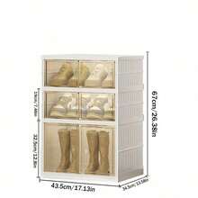 3/6/9-layerShoe box Foldable storage box Easy to assemble Transparent plastic Stackable shoe storage cabinet with lid Large shoe rack - Blanco - Ver 11