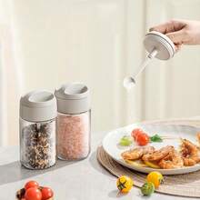 3pcs 250ml Seasoning Jars, Multifunctional Salt Spoon Condiment Storage Containers, Waterproof Moisture-Proof Durable Easy To Clean - White - View 4