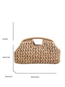 Túi xách nữ kiểu vintage đính vỏ sò, túi đi biển mùa hè thanh lịch làm thủ công. - Màu Khaki - Xem 8
