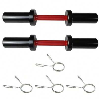 16-Inch  Dumbbell Bars With Spring Collars - Heavy Duty Loadable Handles For 2" Plates, Home Gym Weightlifting Equipment For Women Men